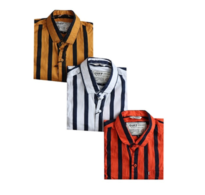 duff (1613) men 100% cotton casual striped shirts ( multicolor)